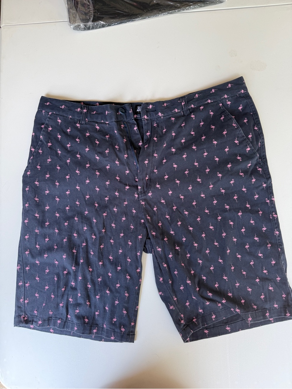 Brooklyn Cloth Blue Shorts with Pink Flamingo Print